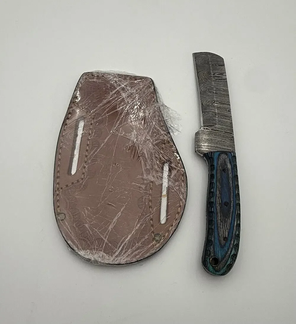Handmade Damascus Steel Fixed Blade Knife w/ Leather Sheath – Pakistan Made NEW